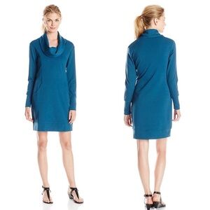 Merrell Women’s Indira Ponte Knit Cowl Neck Long Sleeve Dress Teal Blue Green XL